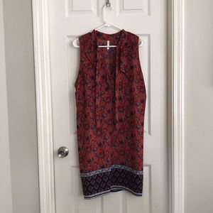 Orange and Navy Tie Neck Dress - Size XXL